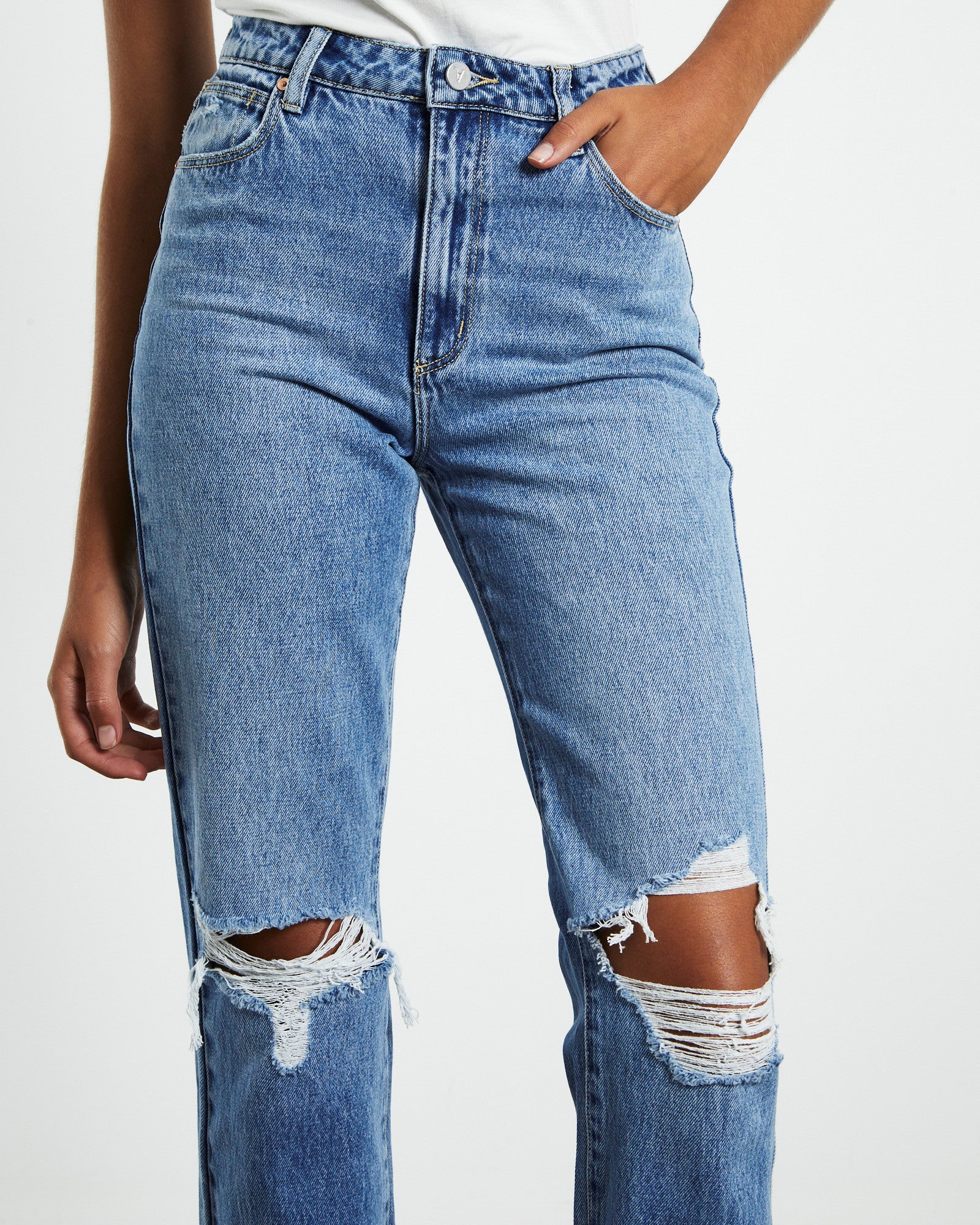A 94 High Straight Jeans Louise Rip Blue