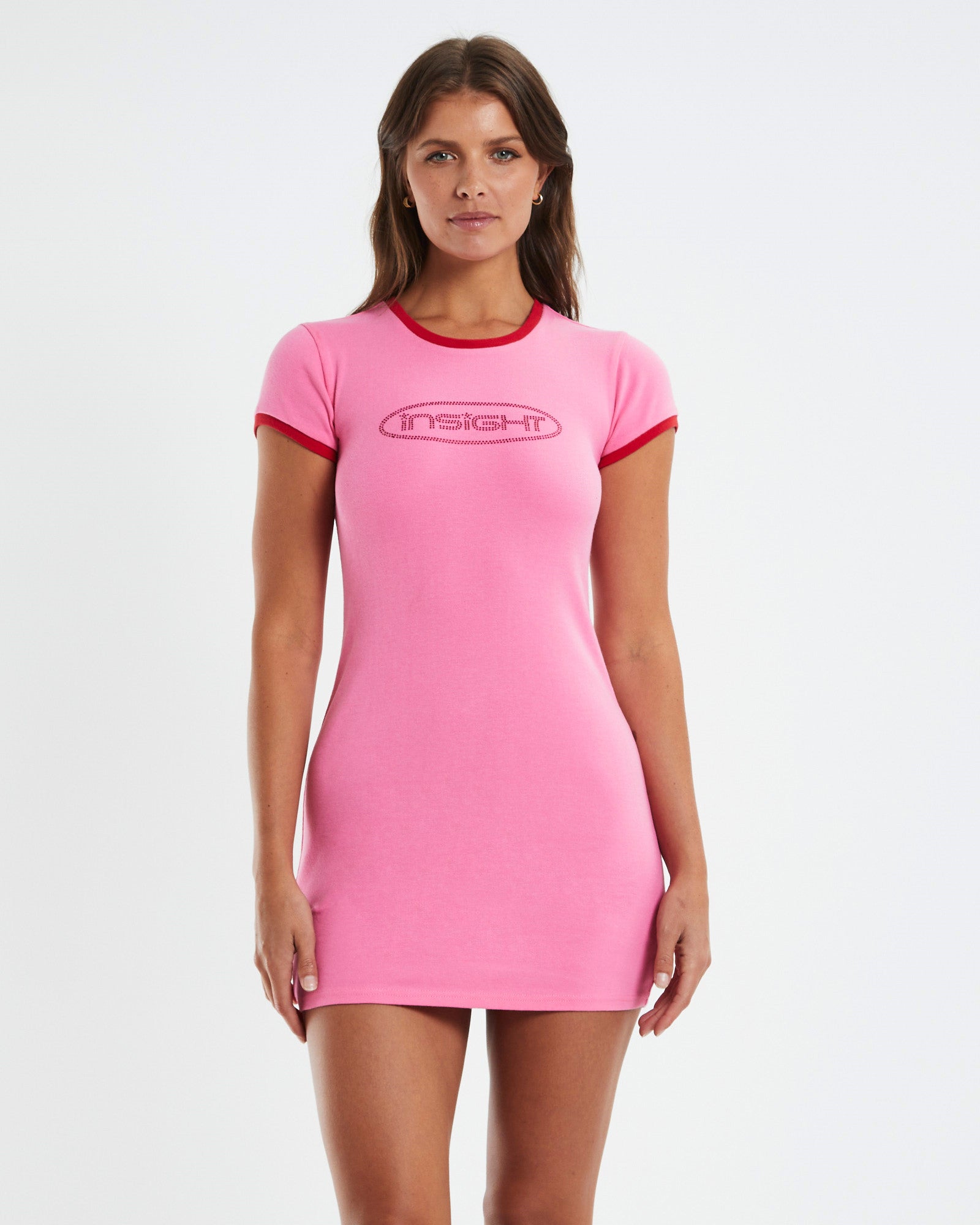 Cora Ringer Baby Tee Dress Pink PINK