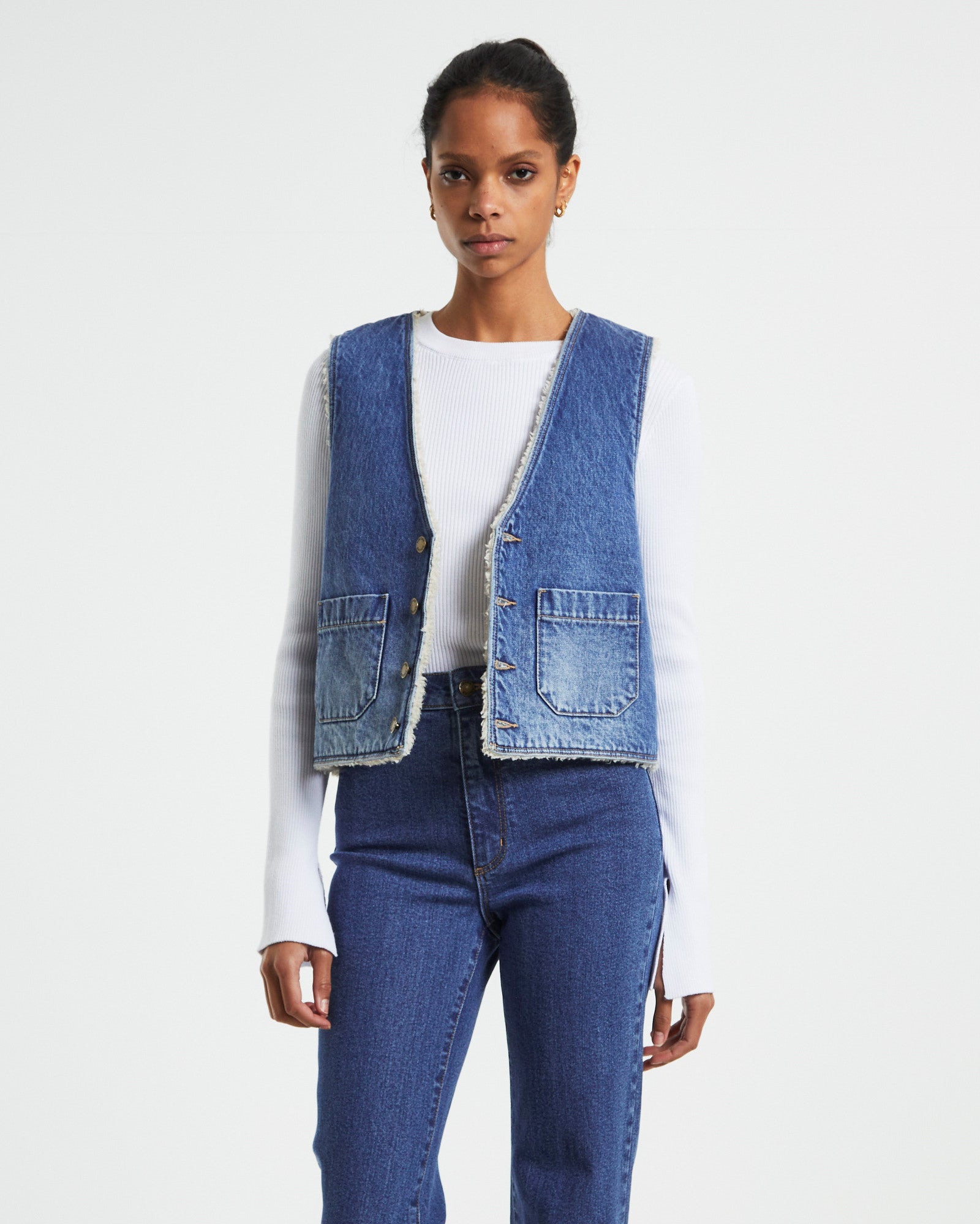 Sherpa Denim Vest Stevie Blue DENIM