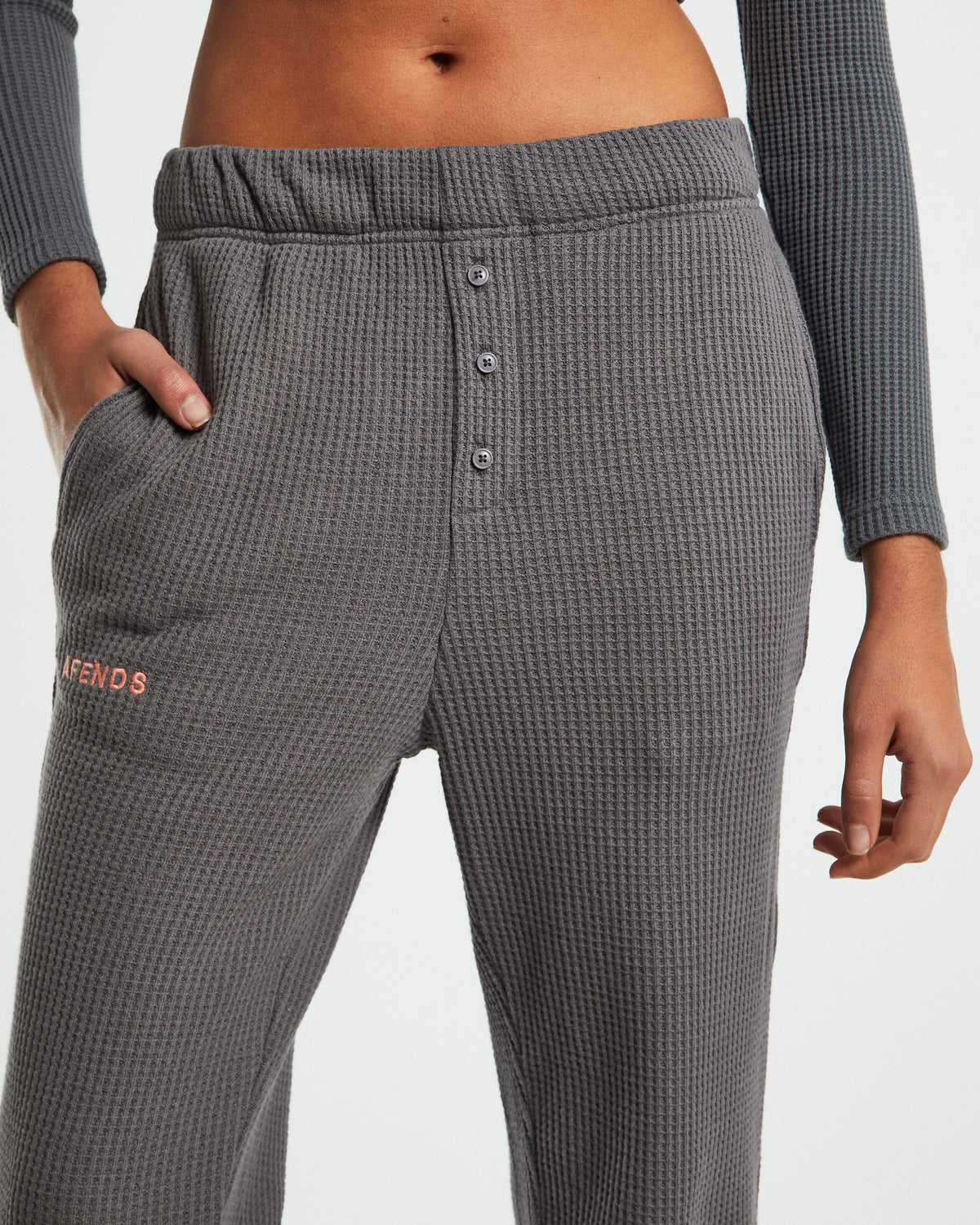Recycled Waffle Track Pants Steel Grey GREY