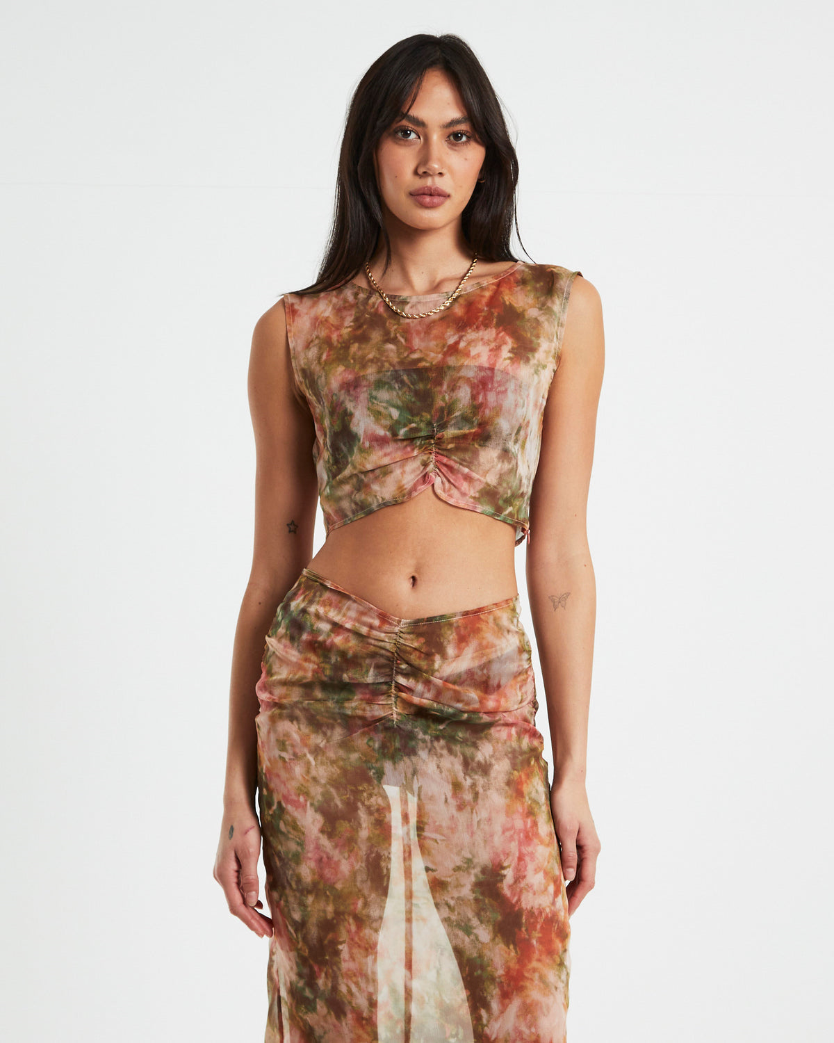 Tibby Tie Dye Gather Front Top in Assorted ASSORTED