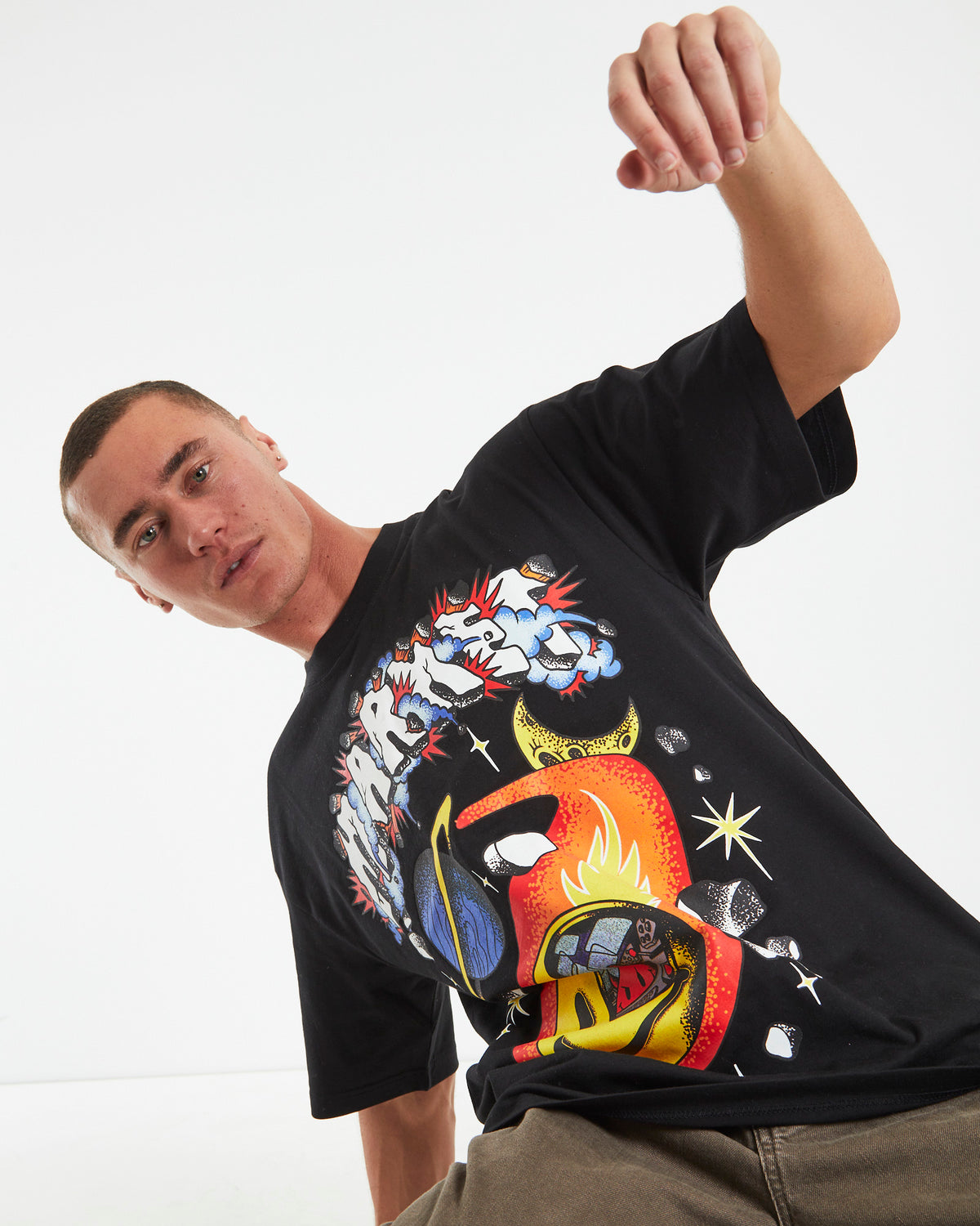 Smiley Conflicted Short Sleeve T-Shirt in Black BLACK