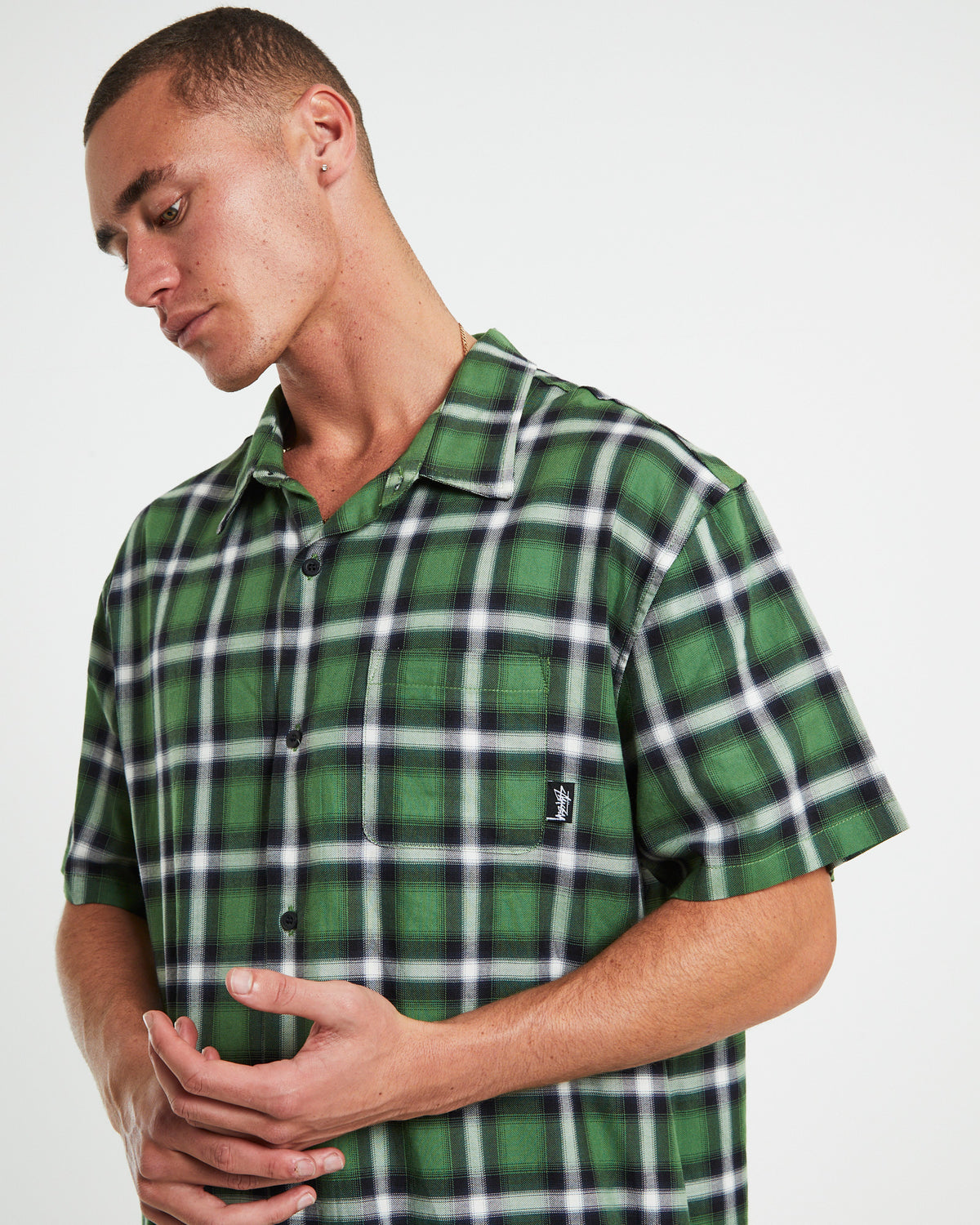 Pocket Check Ss Shirt Green GREEN