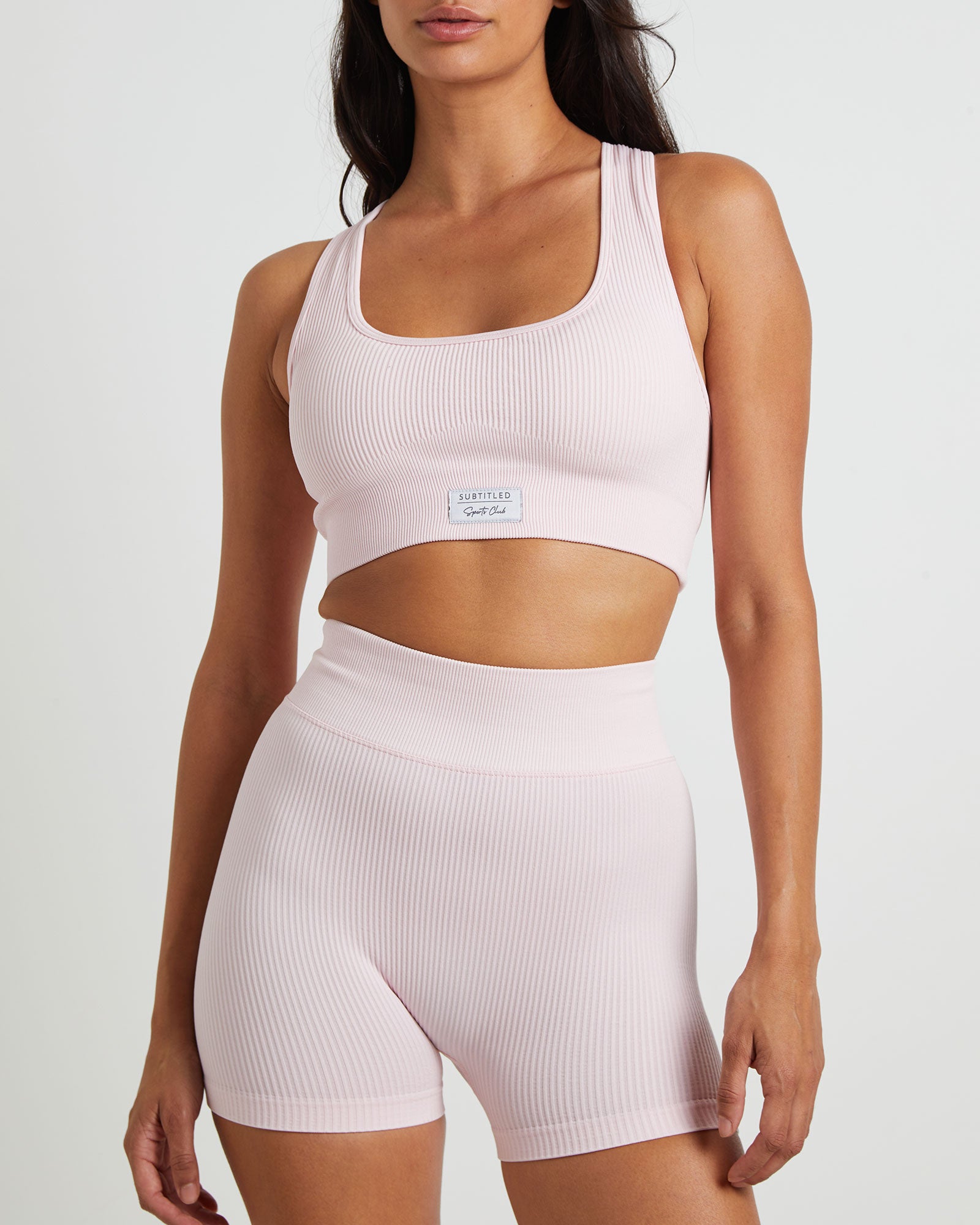 Sports Cross Back Crop Top in Ballet Pink PINK