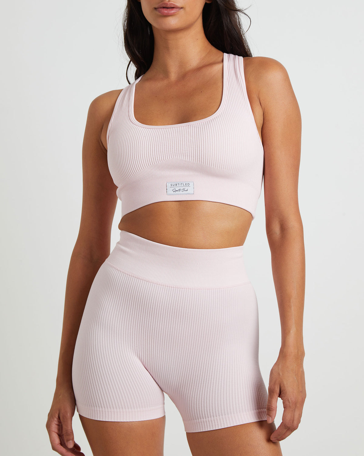 Sports Cross Back Crop Top in Ballet Pink PINK