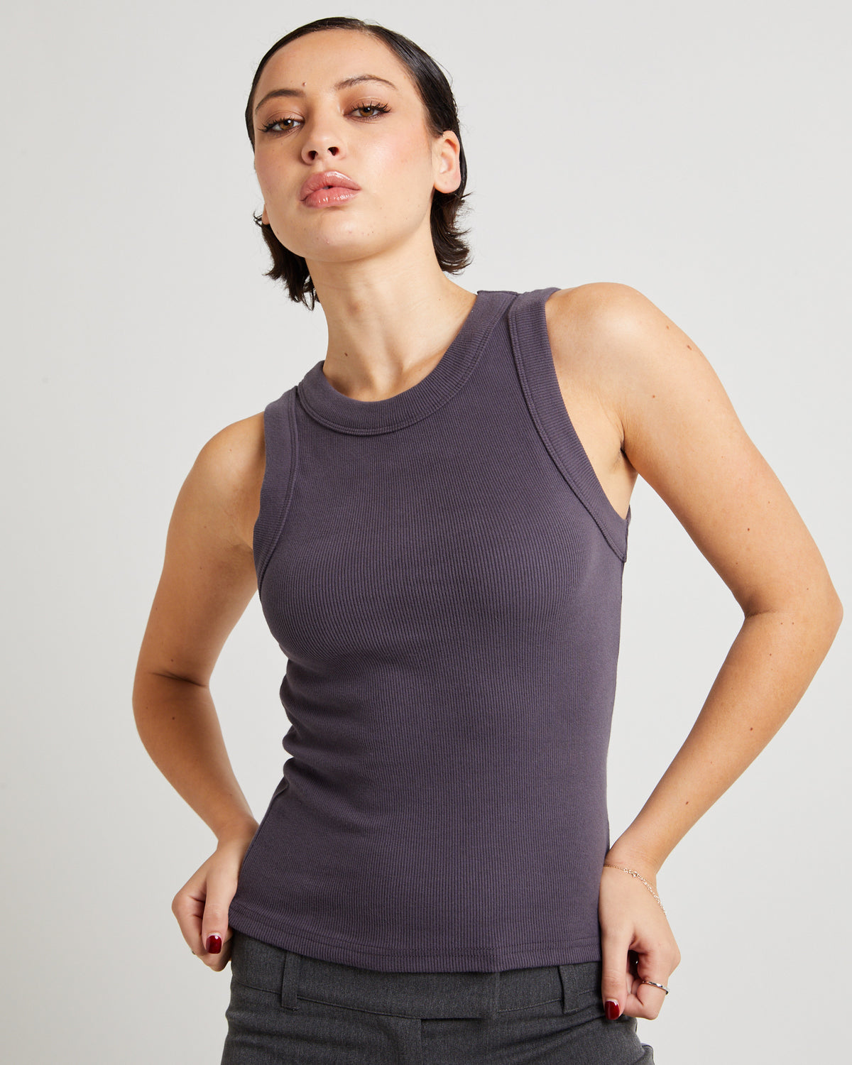 Jonesy Singlet Top CHARCOAL