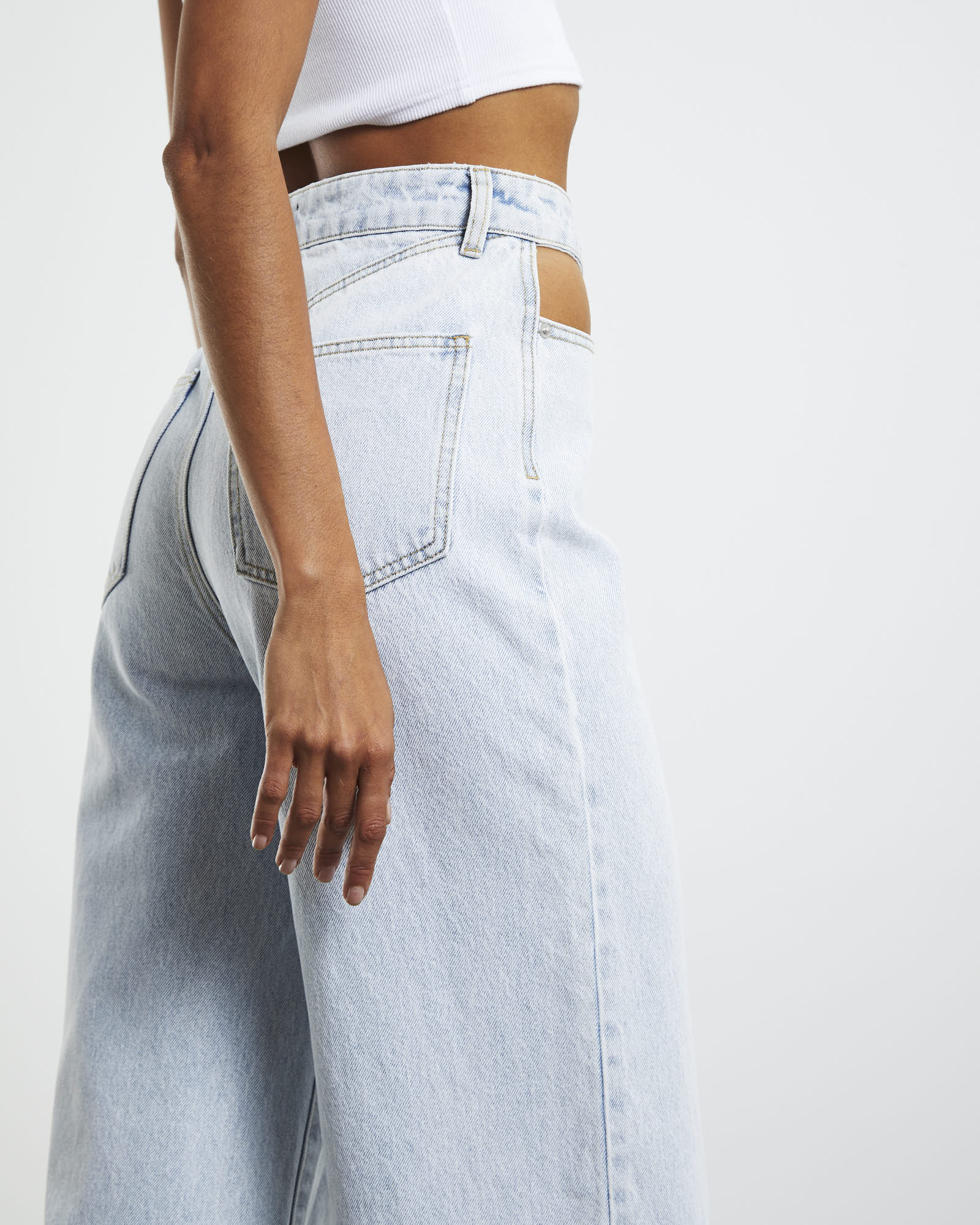 Boston Cut Out Hip Relaxed Jeans Icy Blue BLUE