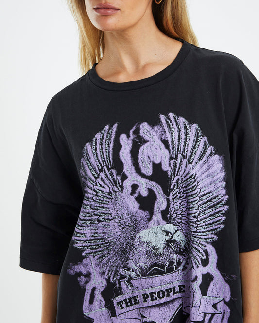 Lightning Eagle T-Shirt Dress Black