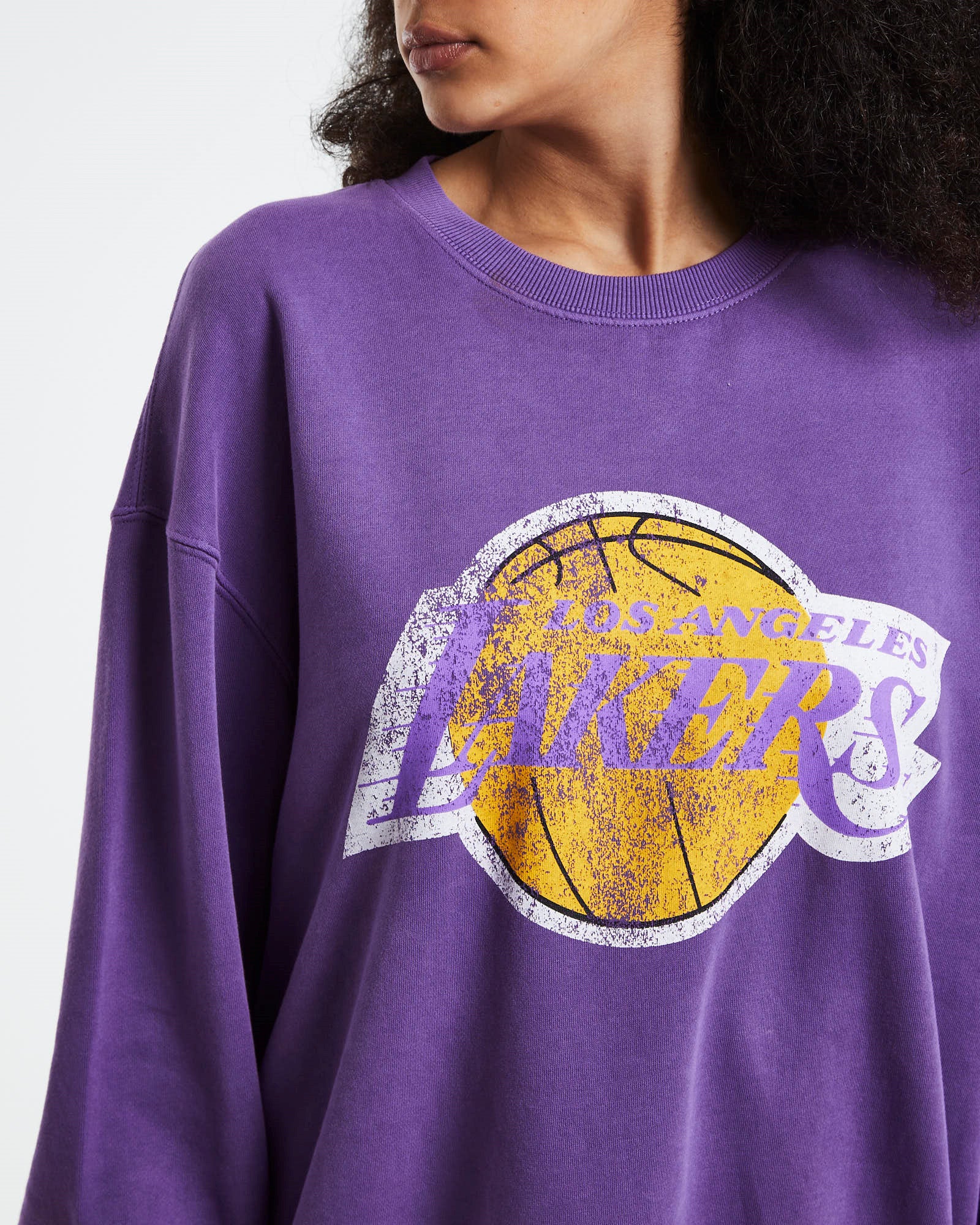 LA Lakers Vintage HWC Big Logo Crew Jumper Faded Purple FADED PURPLE