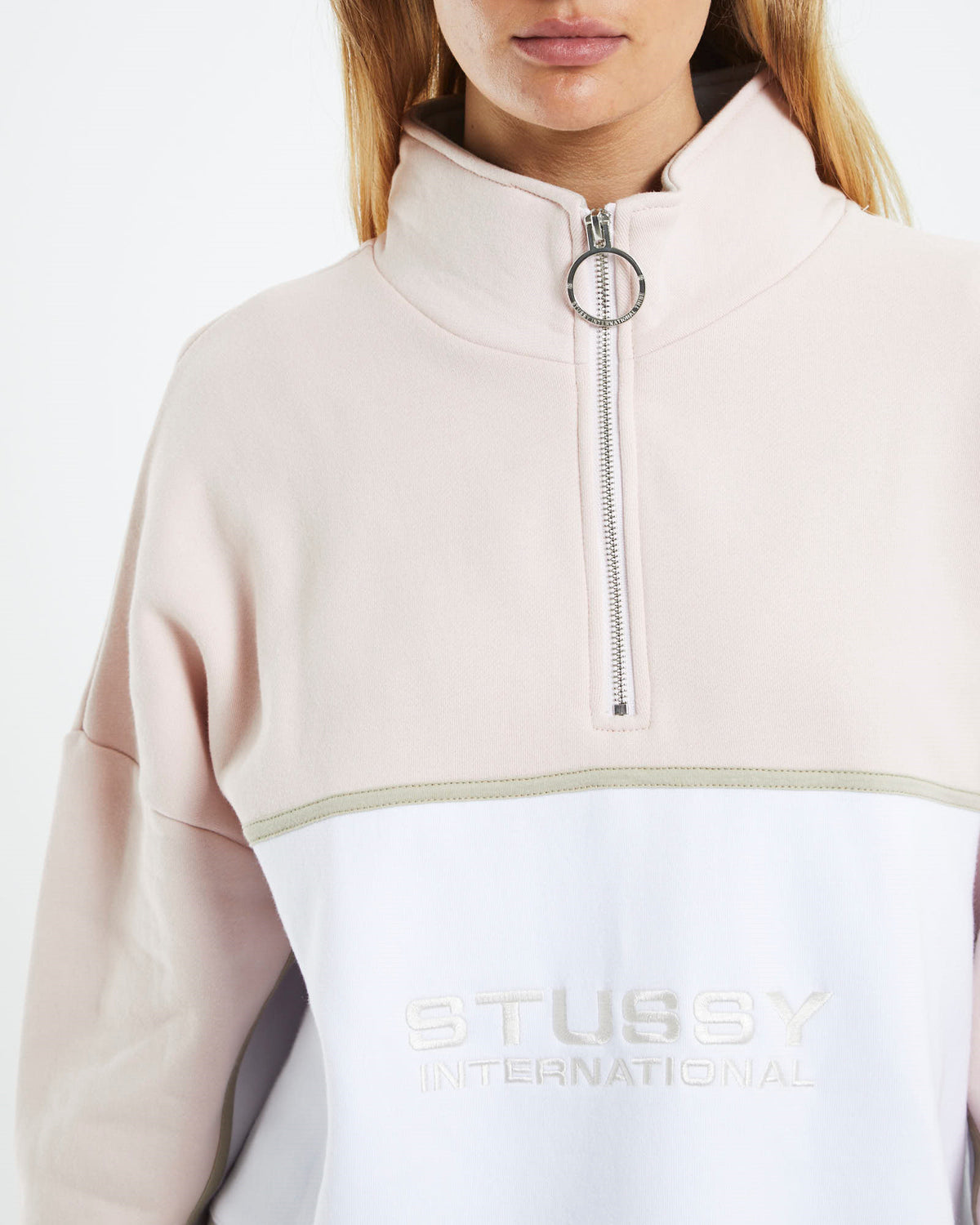 Chapters Panelled Fleece Jumper Blush Pink BLUSH