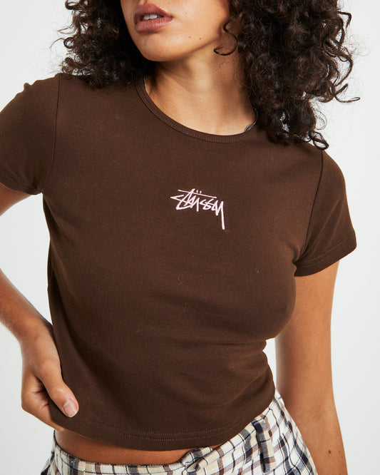 Graffiti Rib Tee Brown