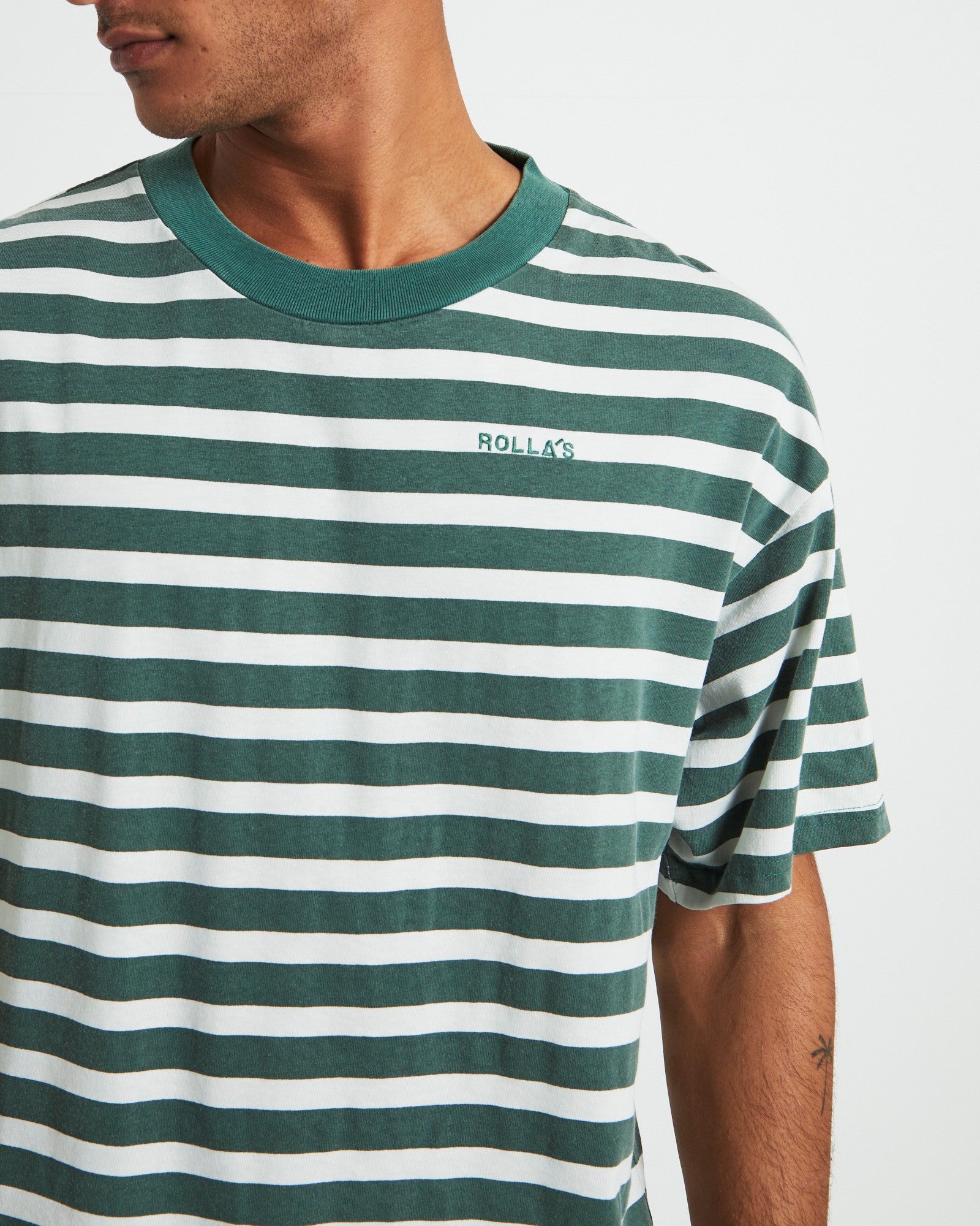 Heavy Stripe Short Sleeve T-Shirt in Trade Green GREEN