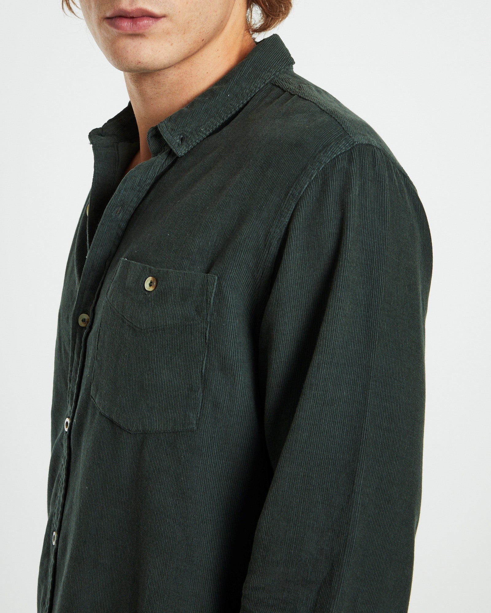 Men At Work Cord Shirt Pine Green GREEN
