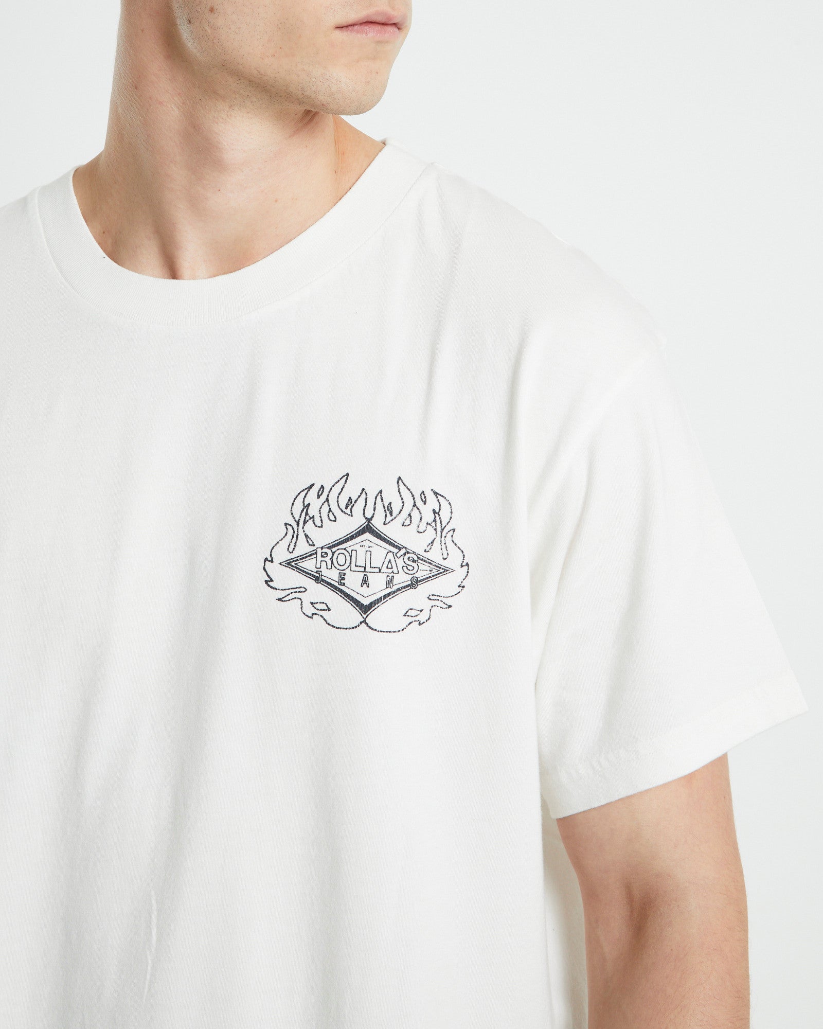 Heavy Fire Diamond T-shirt Vintage White WHITE