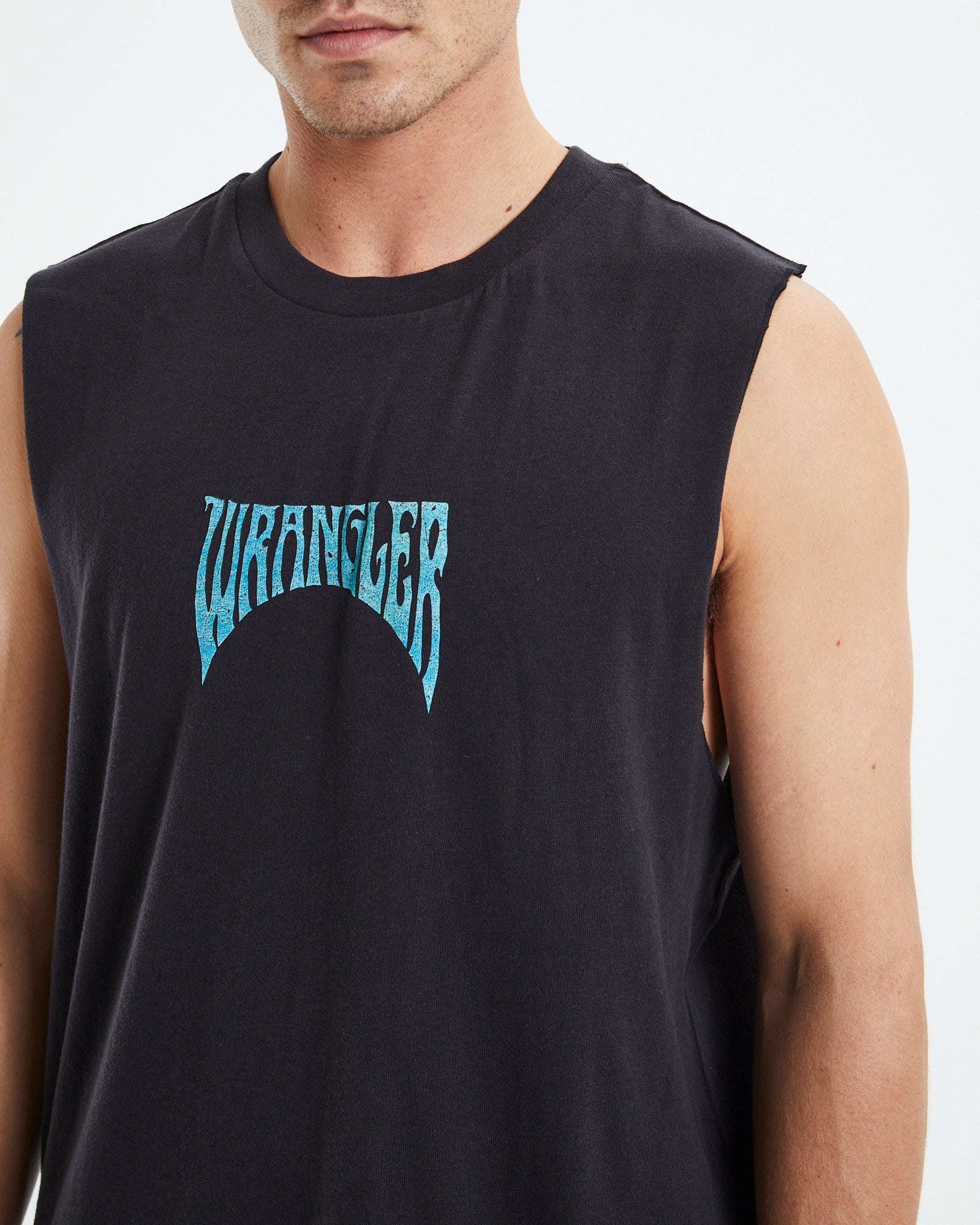 Melting Sun Muscle Tee Worn Black BLACK