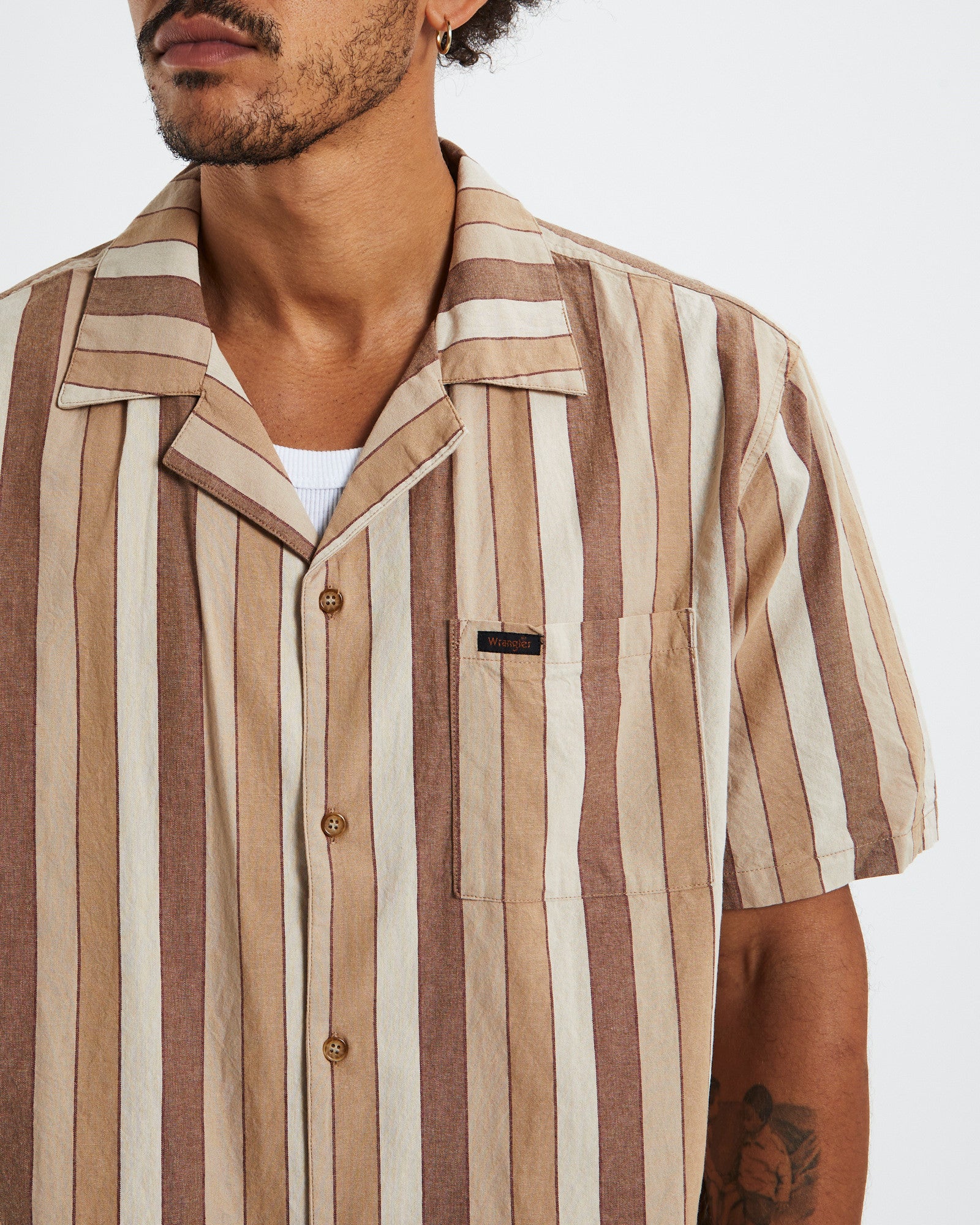 Resort Short Sleeve Shirt Brown Stripe BROWN