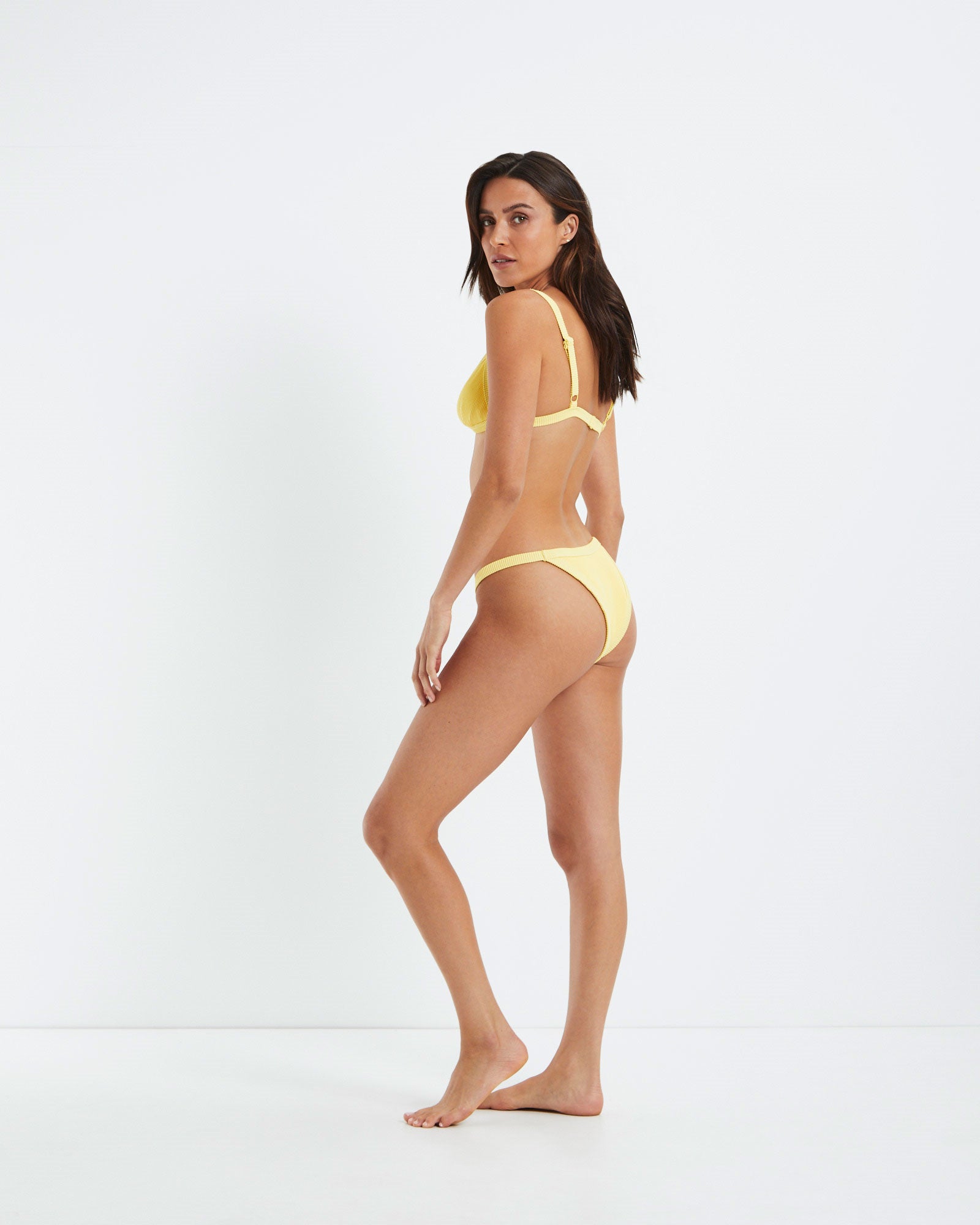 Rib Fixed Triangle Bikini Top Mimosa Yellow YELLOW