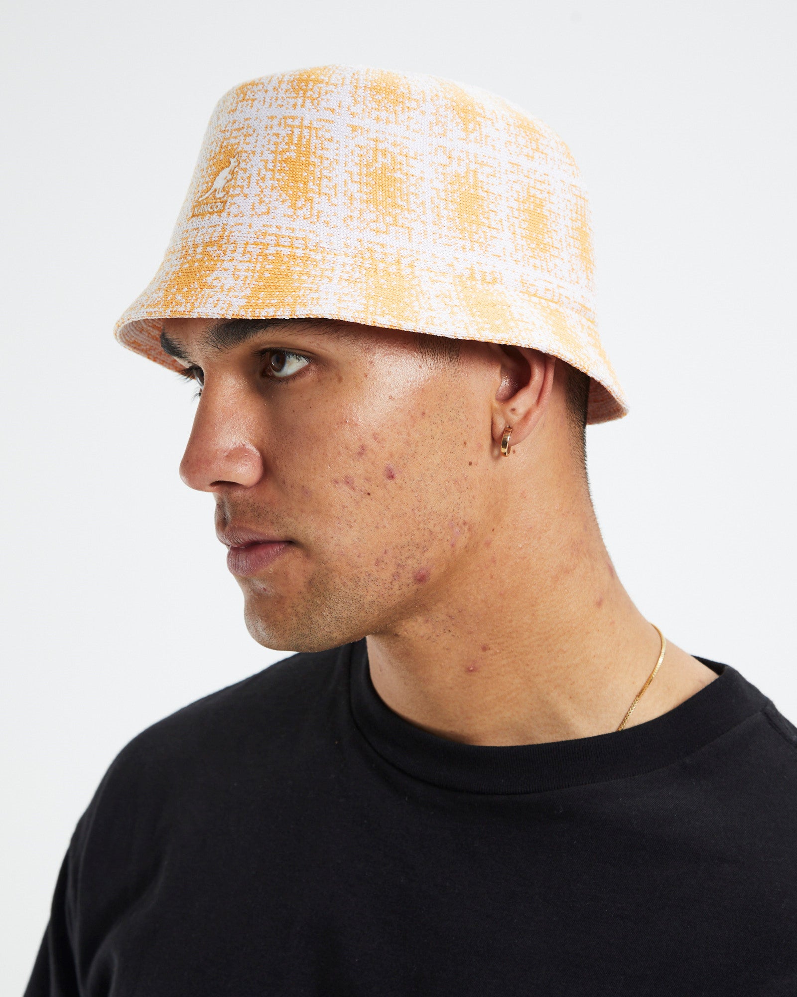 Grunge Plaid Bin Hat Apricot/White ASSORTED