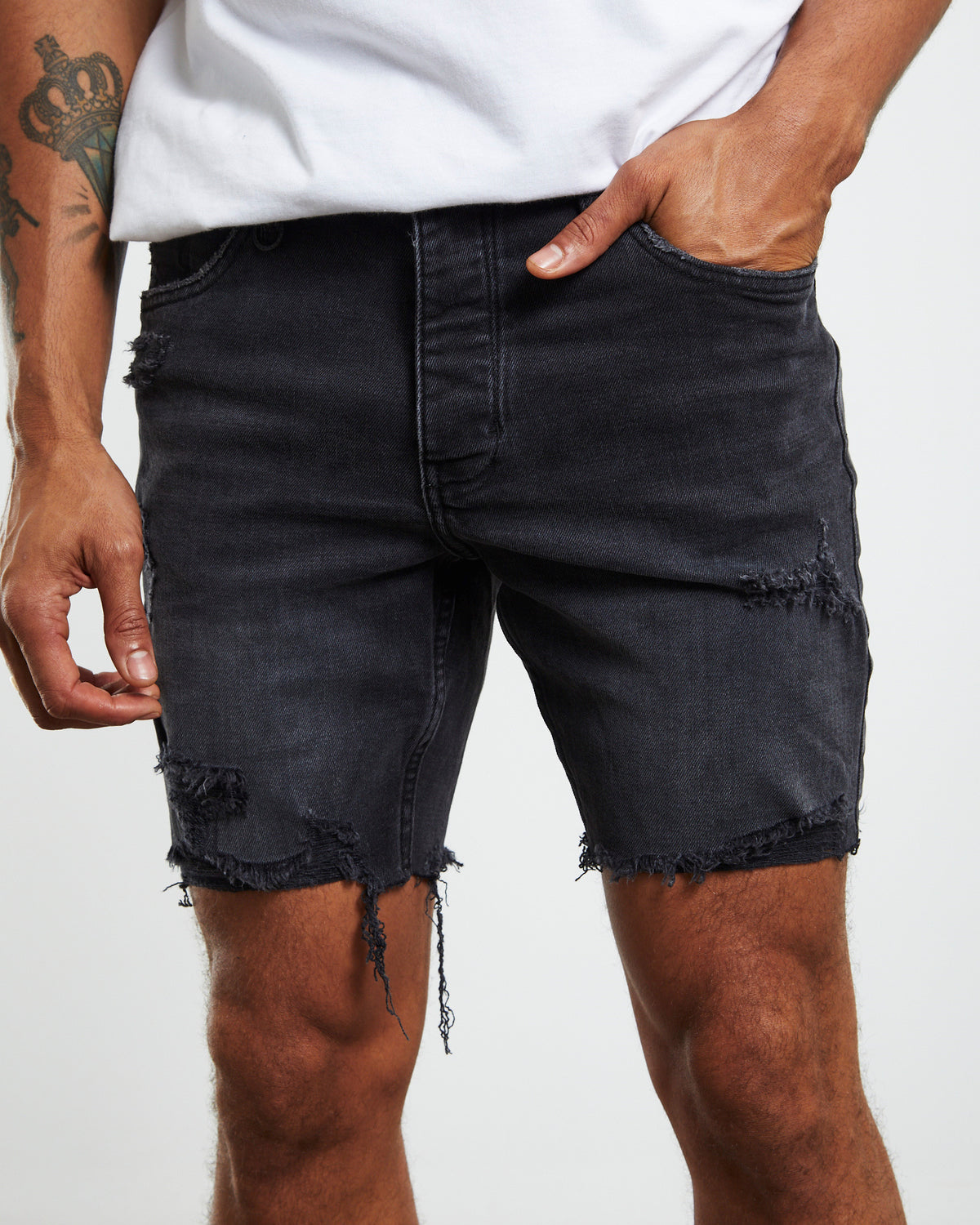 Ray Denim Shorts Washed Space Black BLACK