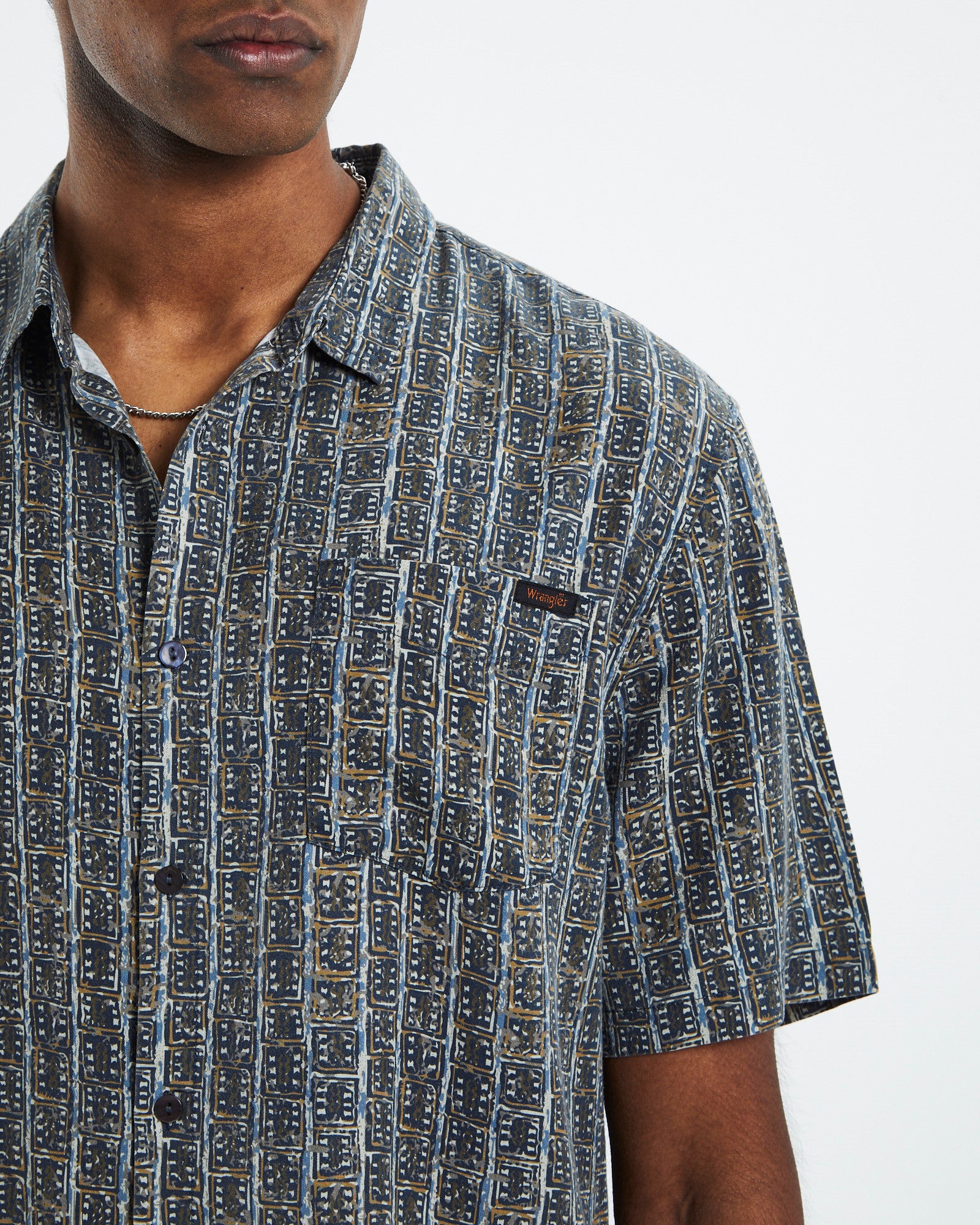 Garageland Short Sleeve Shirt Tony Stripe Blue BLACK