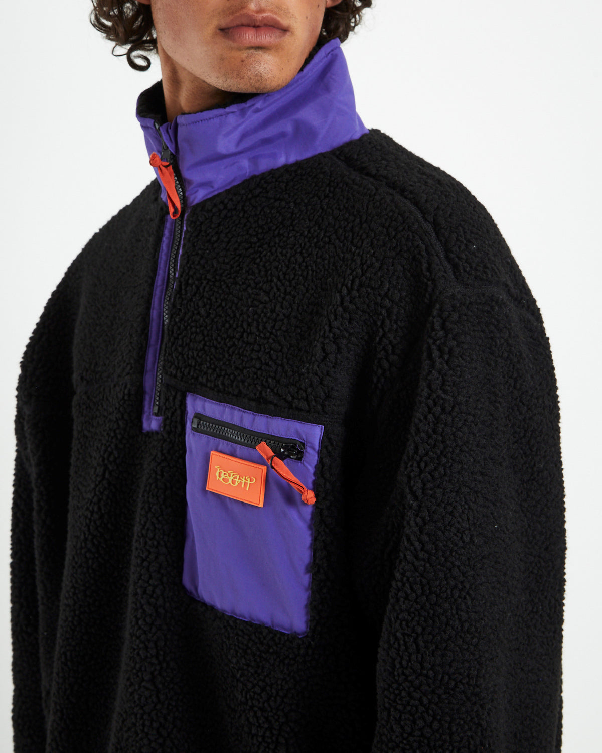 Cultures 1/4 Zip Sherpa Pullover Black BLACK