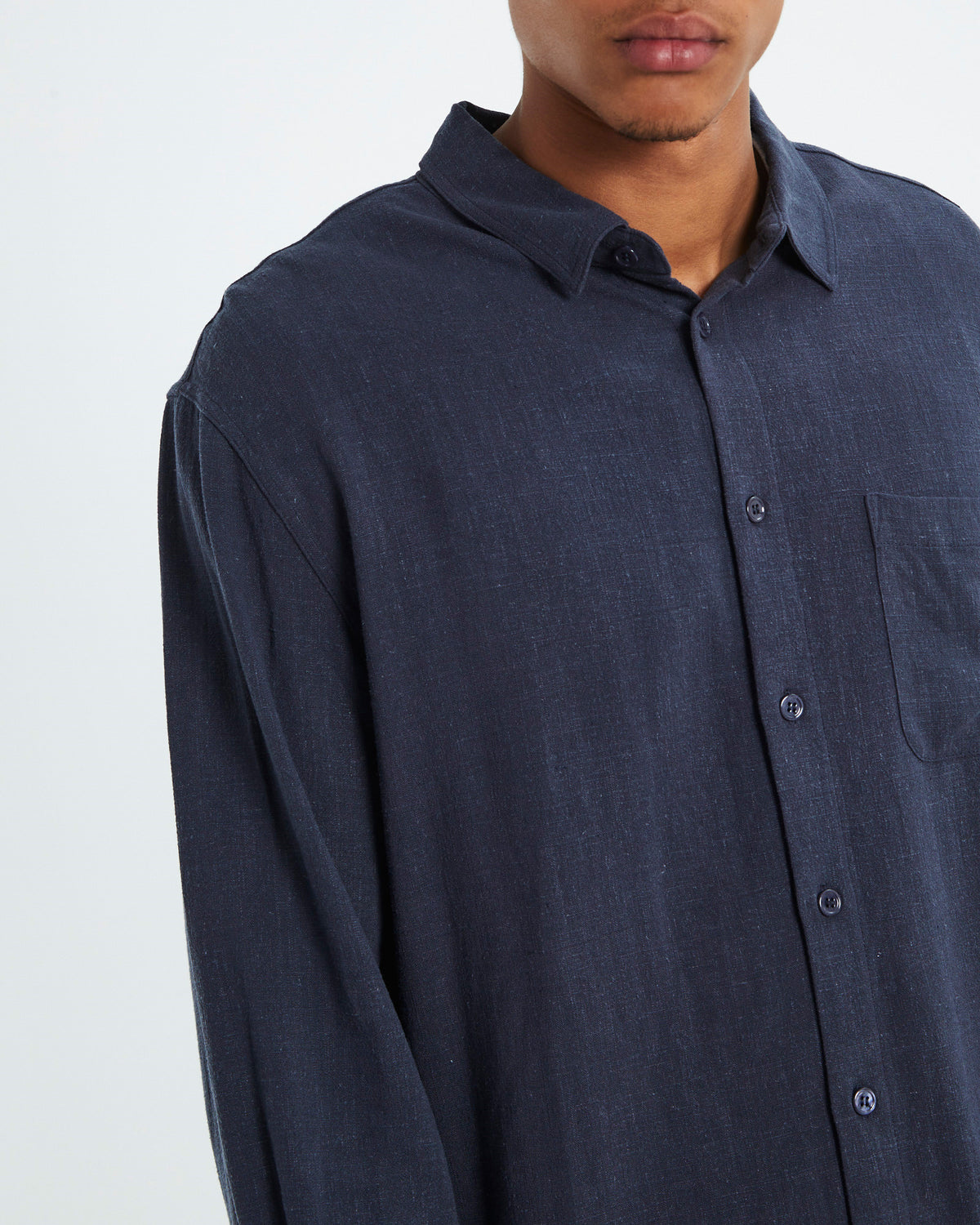 Harrison Linen Long Sleeve Shirt Navy NAVY