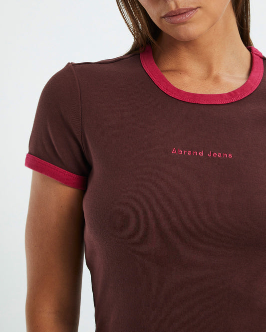 A 90's Ringer Tee Coffee Magenta