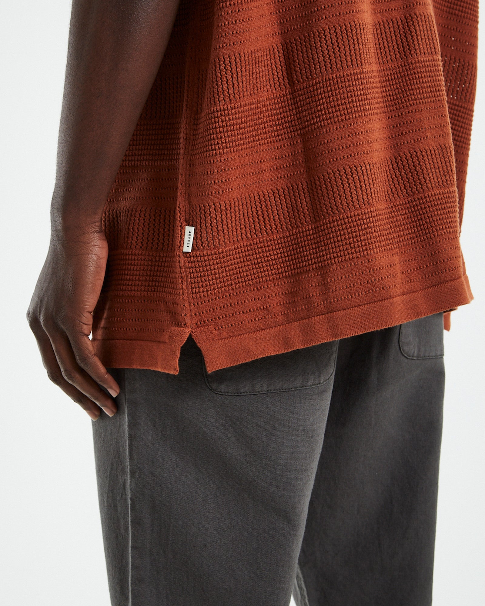 Knitted Short Sleeve Resort Shirt Rust RUST