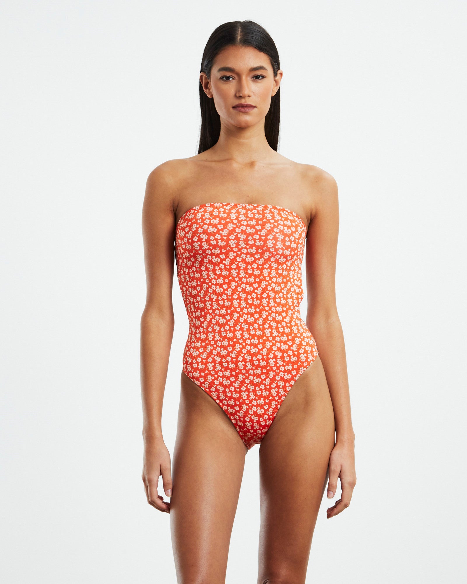 Sia Floral Strapless One Piece Red RED