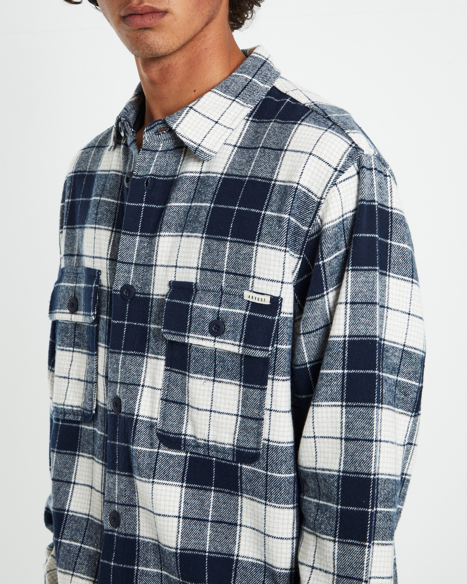 Windsor Check Overshirt Navy NAVY
