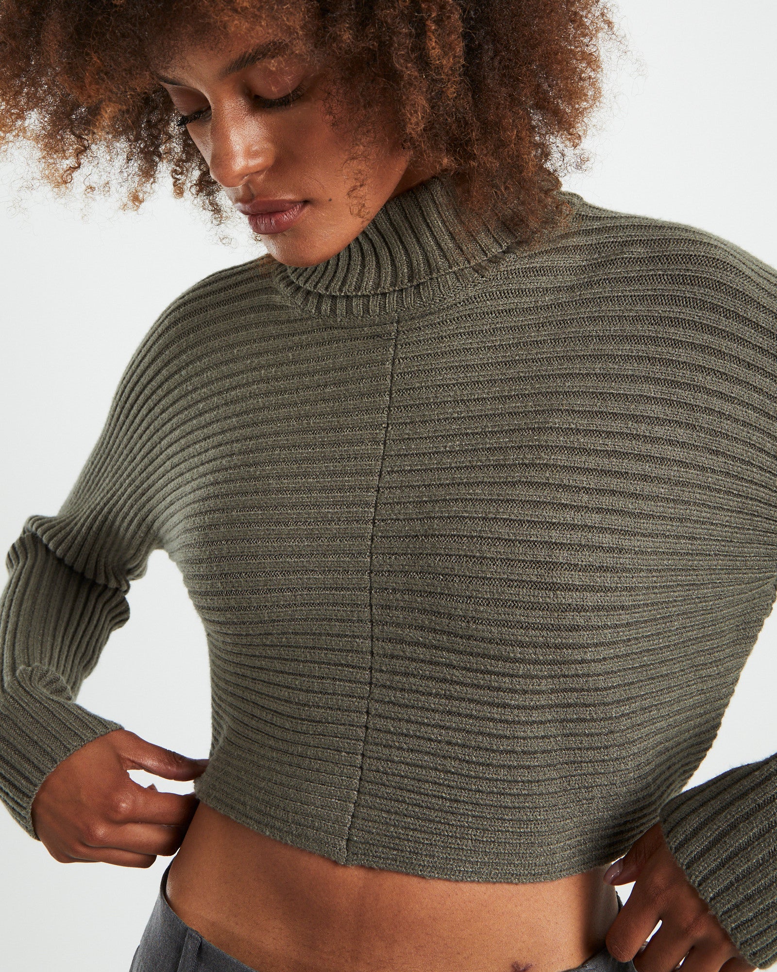 Goldie Roll Neck Knit Jumper Sage Grey GREY