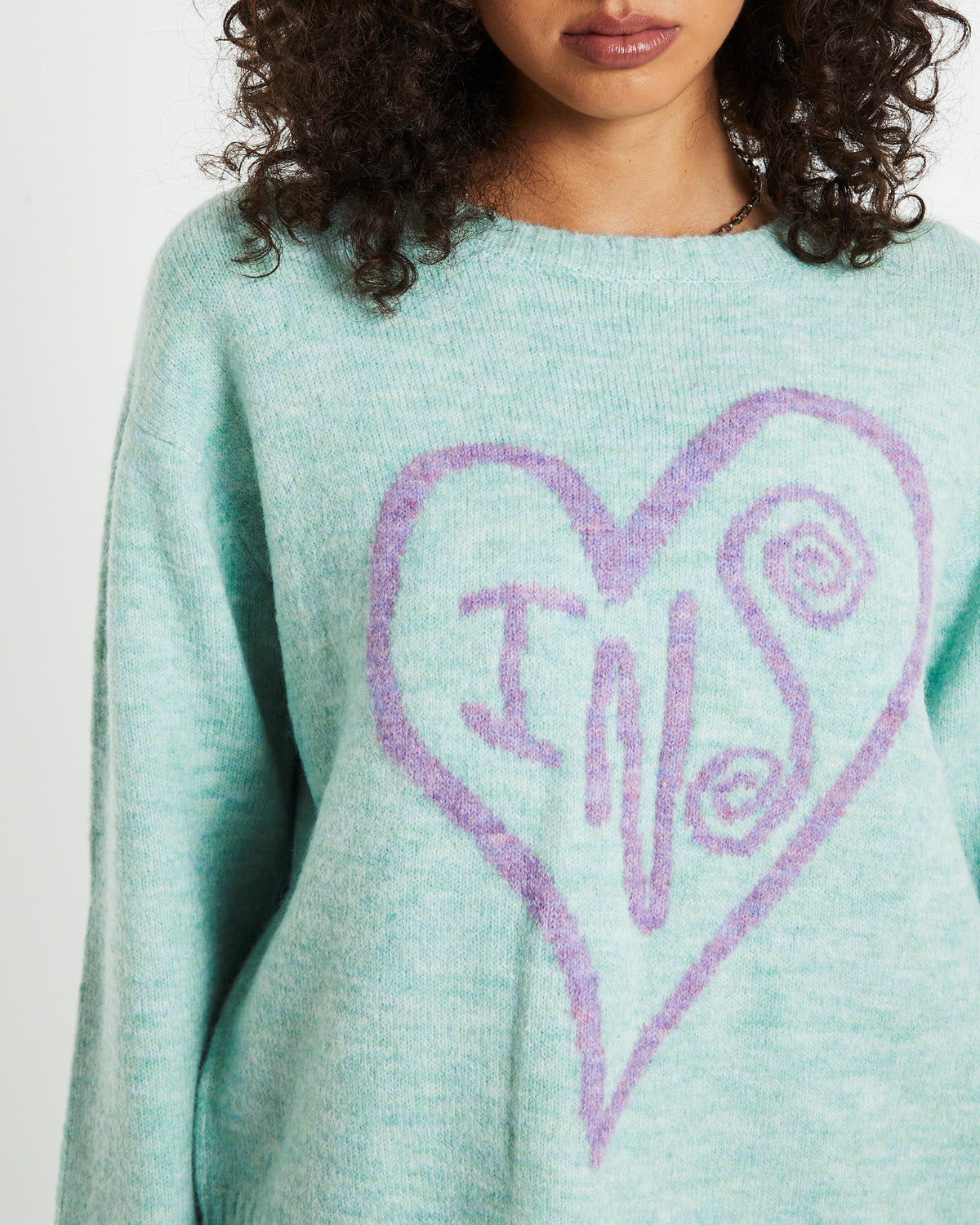 Phoebe Mohair Novelty Knit Jumper Blue GREEN