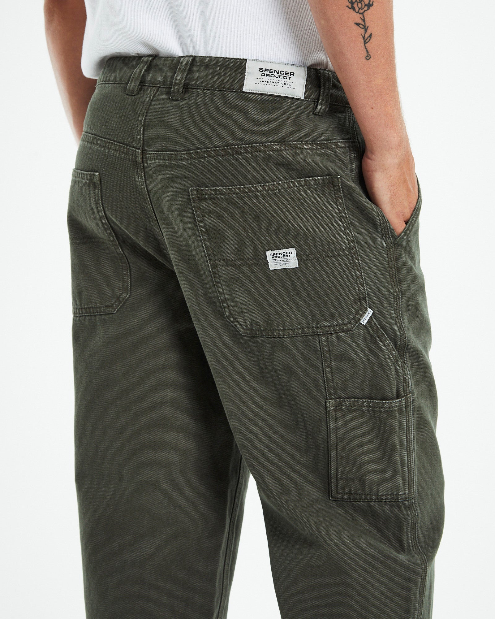 Canvas Carpenter Pants Olive Green GREEN