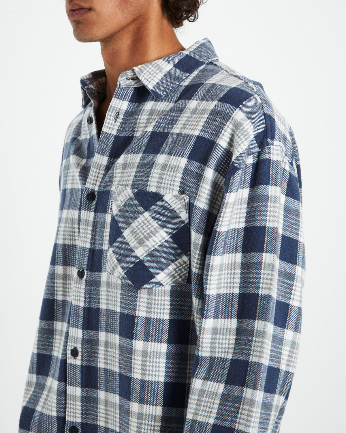 Portland Long Sleeve Flanno Grey/Blue GREY