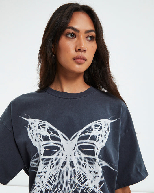 Gothic Butterfly Oversized T-Shirt Black
