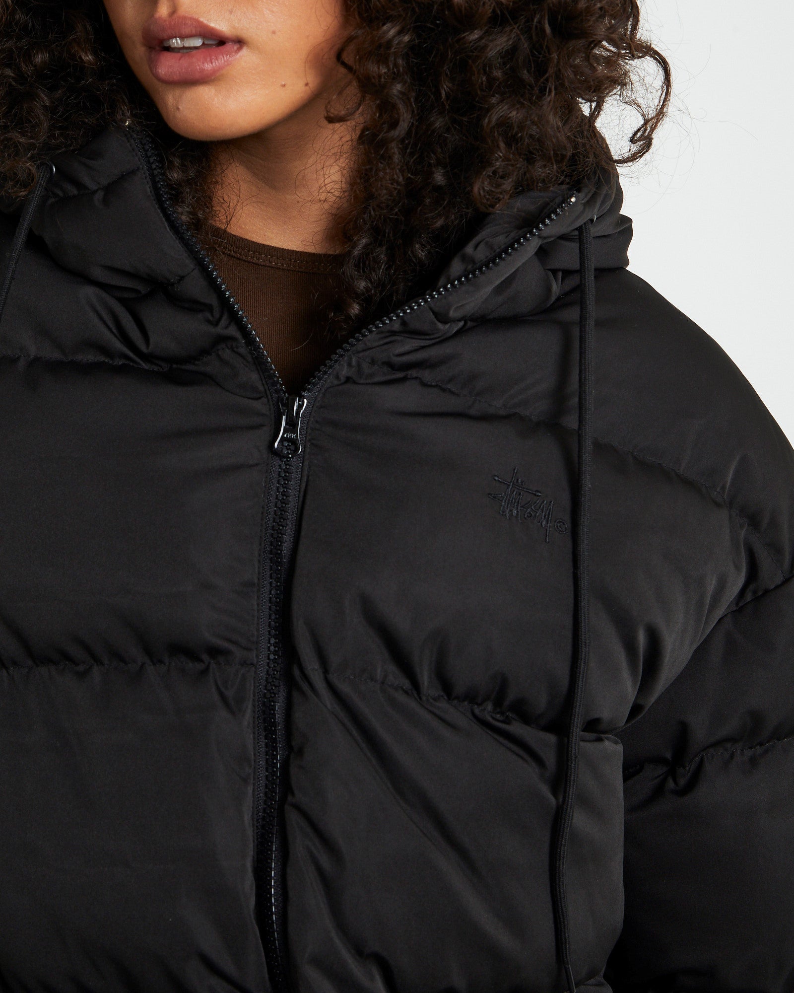Graffitti Hooded Puffa Jacket Black BLACK