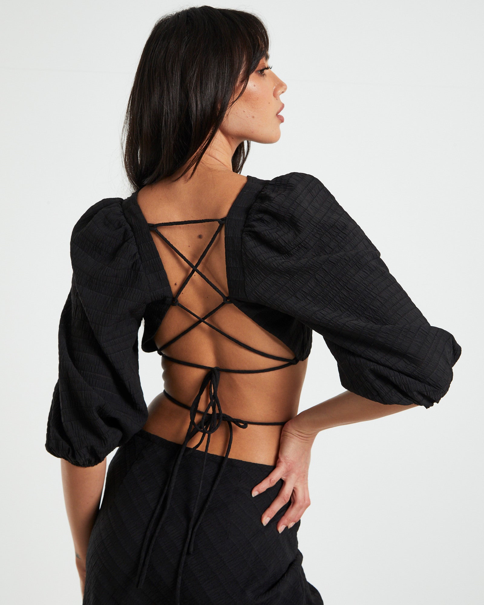 Poppy Tie Back Top BLACK