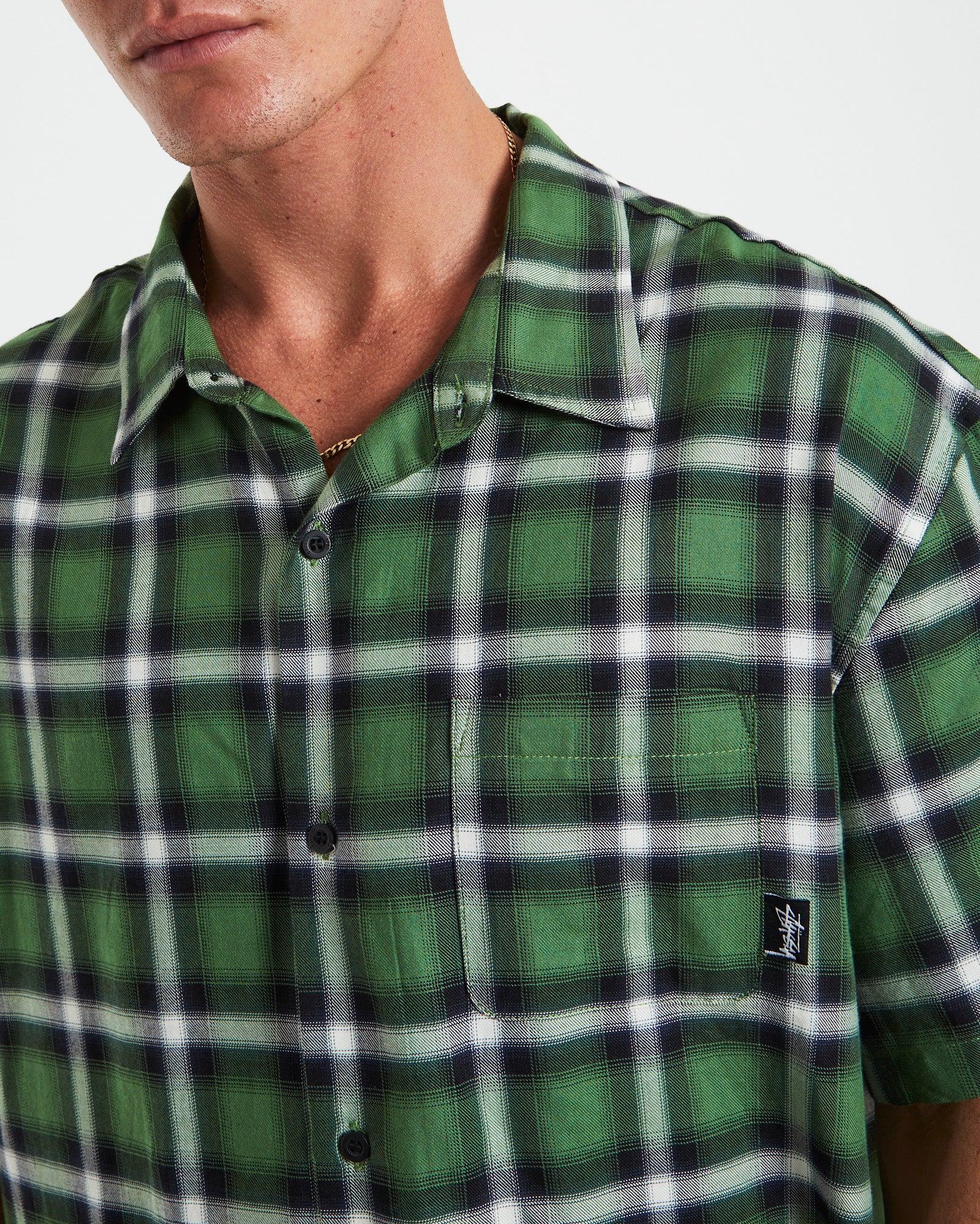 Pocket Check Ss Shirt Green