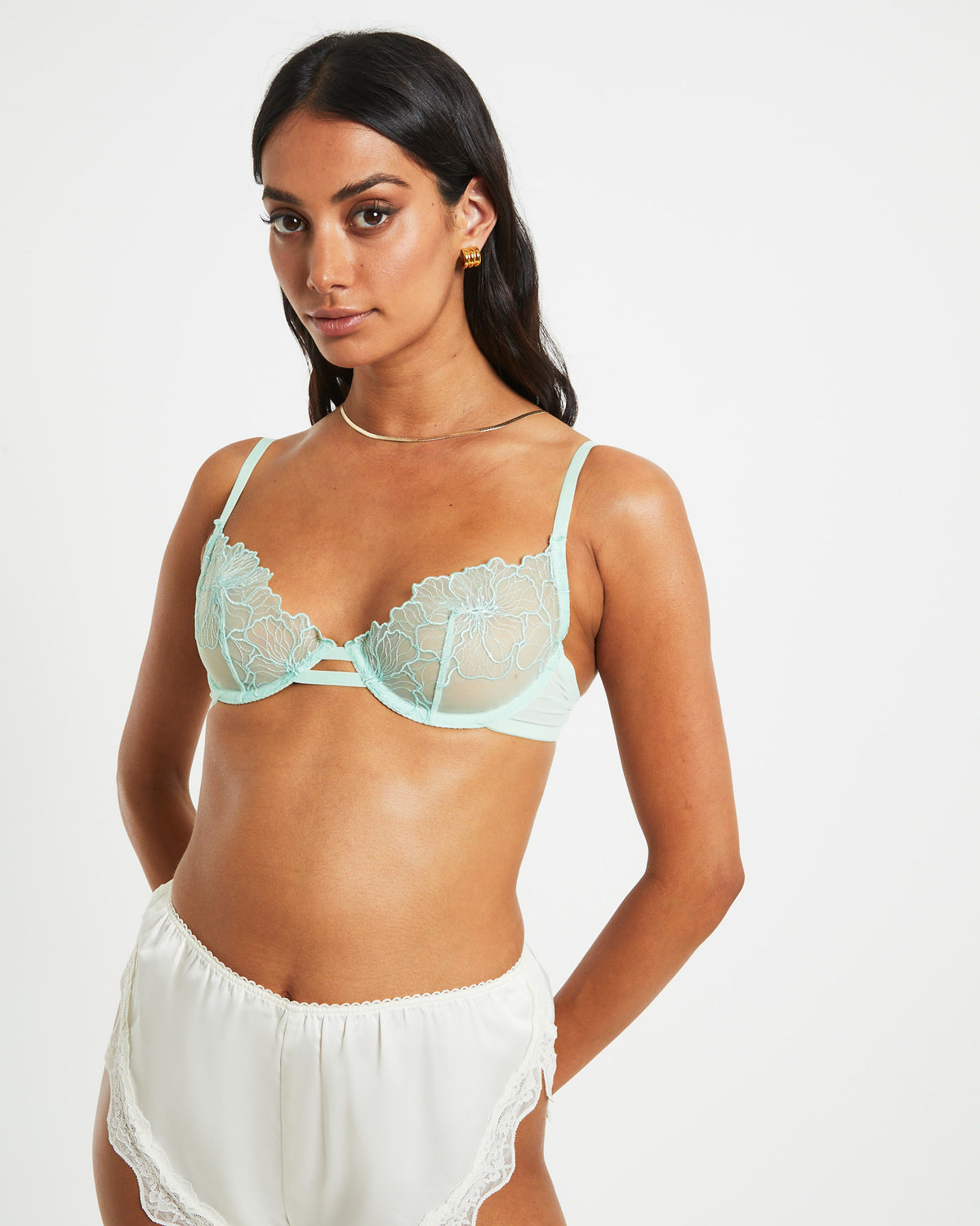 Maple Scallop Lace Cage Bra in Mint Green MINT