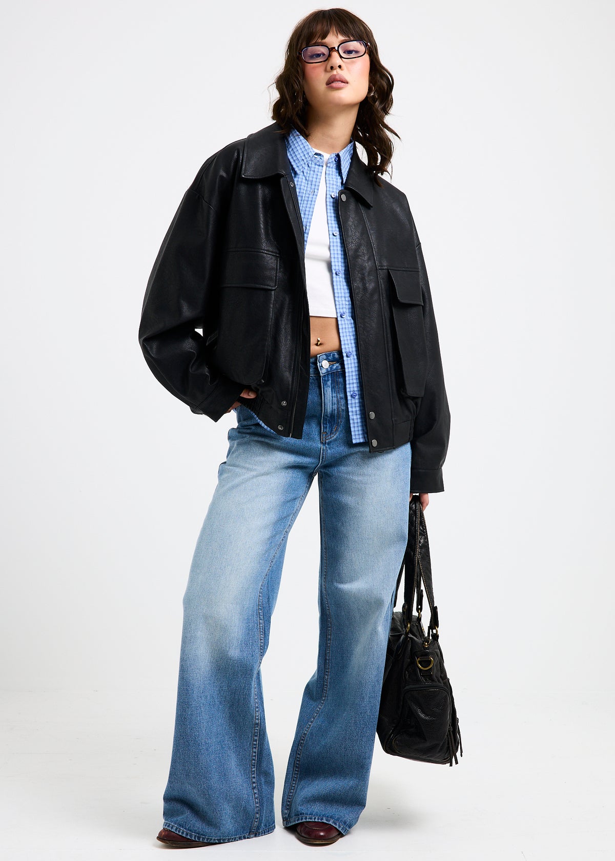 Jen Oversized Patch Pocket Jacket BLACK
