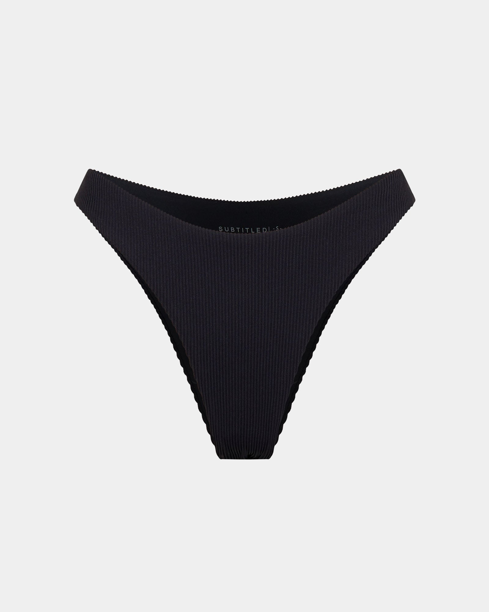 Rib Cheeky Cut Bikini Bottoms BLACK