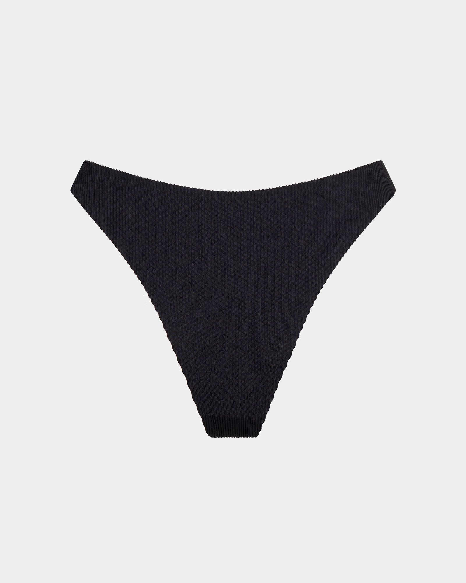 Rib Cheeky Cut Bikini Bottoms BLACK