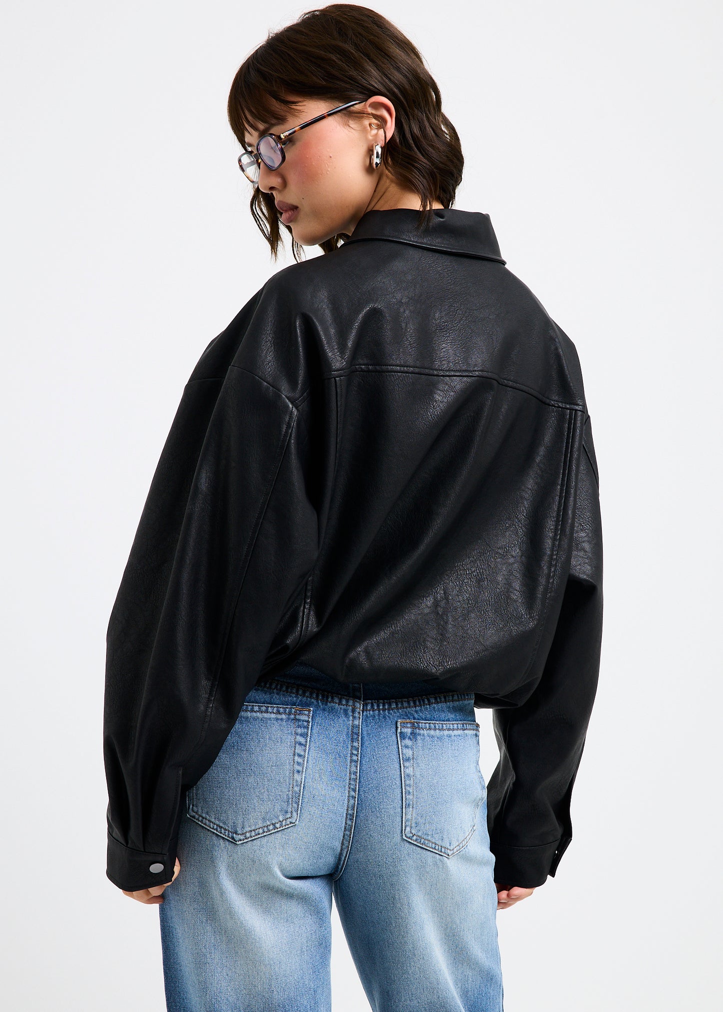 Jen Oversized Patch Pocket Jacket BLACK