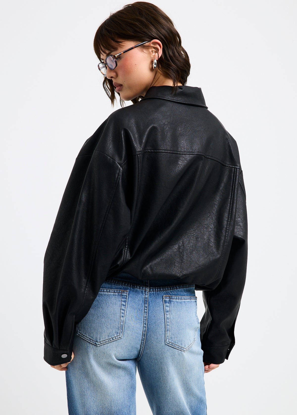 Jen Oversized Patch Pocket Jacket BLACK